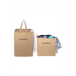 Aura 2Pcs Brown & Black Printed Jute Foldable Laundry Bags With Handles- 75 L & 55 L-picture-18