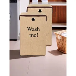 Aura 2Pcs Brown & Black Printed Jute Foldable Laundry Bags With Lid & Ring - 75 L Each-picture-20