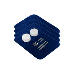 Aura 4-Pcs Blue Floor Microfiber Crockery Dish Drying Kitchen Mats-picture-10