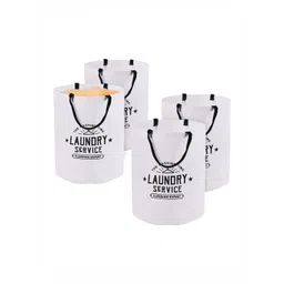 Aura 4-Pcs White Printed Foldable Laundry Bags With Handle-picture-13
