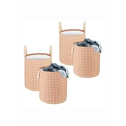 Aura 4Pcs Pink & White Checked Foldable Laundry Bag With Handle - 60 L-picture-26