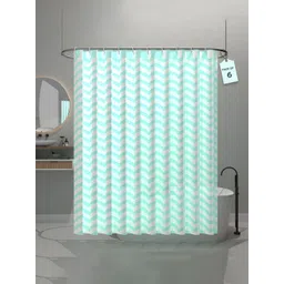 Aura 6-Pcs Blue & White Printed Waterproof ShowerCurtainWithHooks-picture-29