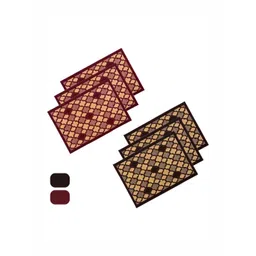 Aura 6-Pcs Brown & Maroon Hexagon-Printed Anti-Skid Doormat-picture-11