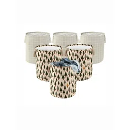 Aura 6-Pcs Grey & Green Checked Cotton Foldable Laundry Bags With Handle - 60L-picture-33