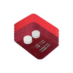 Aura 6-Pcs Maroon & Red Floor Microfiber Crockery Dish Drying Kitchen Mats-picture-24