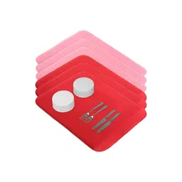 Aura 6-Pcs Red & Pink Floor Microfiber Crockery Dish Drying Kitchen Mats-picture-26