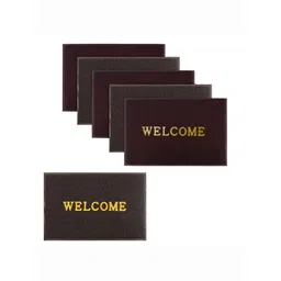 Aura 6Pcs Maroon & Brown Self-Designed Anti-Slip Eco-Friendly Absorbent Large Doormats image 1