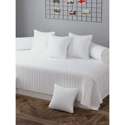 Aura 8Pcs White & Grey Striped Cotton Diwan Set-picture-18