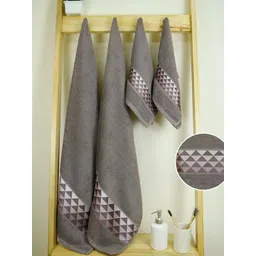Aura Art Gallary Brown 4 Pieces Printed Cotton 380 GSM Towels-picture-27