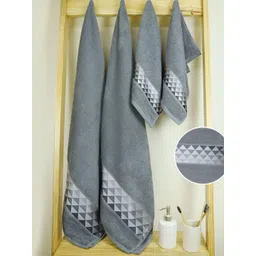Aura Art Gallary Grey 4 Pieces Printed Cotton 380 GSM Towels-picture-19