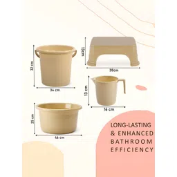 Aura Beige 10 piece Solid Plastic Bath Accessories Set image 2