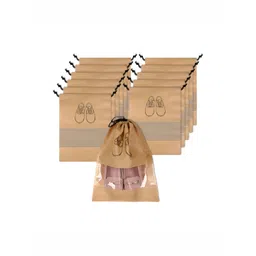 Aura Beige 12 Pieces Printed Water Resistant Shoes Organisers With Transparent Window-picture-41