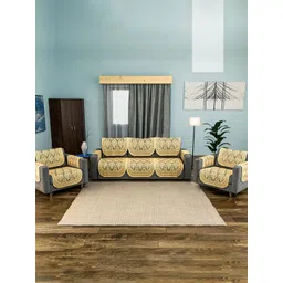 Aura Beige 16 Pieces Cotton Sofa Cover With Arms-picture-21