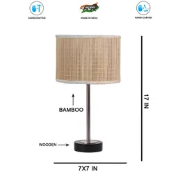 Aura Beige & Black Textured Metal Cylindrical Shaped Table Lamp-picture-41