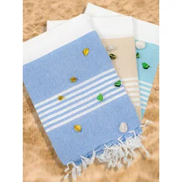Aura Beige & Blue 3 Pieces Printed Cotton 200 GSM Towel Set-picture-28