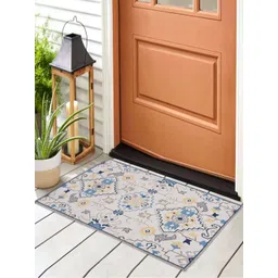 Aura Beige & Blue Textured Anti Skid Doormat-picture-34