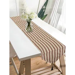 Aura Beige & Brown Striped 6 Seater Dining Table Runner-picture-37