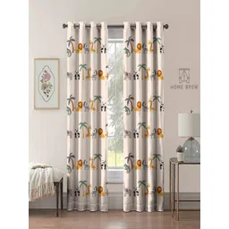 Aura Beige & Green 2 Pieces Quirky Printed Door Curtain-picture-34