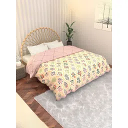 Aura Beige & Green Floral Printed Microfiber AC Room 210 GSM Double Bed Comforter-picture-28