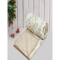 Aura Beige & Grey Geometric Microfiber AC Room 150 GSM Single Bed Dohar-picture-16