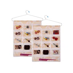 Aura Beige & White 2 Pieces Floral Printed Jewellery Organisers-picture-28