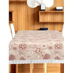 Aura Beige & White Floral Waterproof 6 Seater Table Cover-picture-20