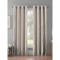 Aura Beige & White Set of 2 Ethnic Motifs Door Curtain-picture-30