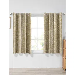 Aura Beige & White Set of 2 Floral Window Curtain-picture-28