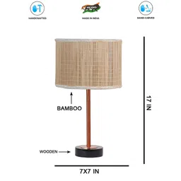 Aura Beige Metal Textured Cylindrical Shaped Table Lamp-picture-11
