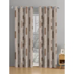 Aura Beige Set of 2 Floral Long Door Curtain-picture-38