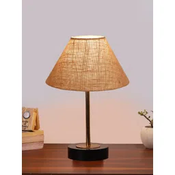 Aura Beige Textured Wood Frusturical Shaped Table Lamp-picture-35
