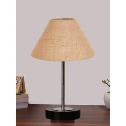 Aura Beige Textured Wood Frusturical Shaped Table Lamp-picture-27