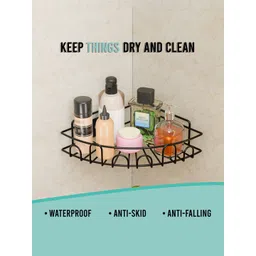 Aura Black 2 Pieces Metal Self Adhesive Bathroom Organiser image 2