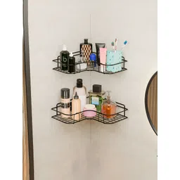 Aura Black 2 Pieces Metal Self Adhesive Bathroom Organisers-picture-16