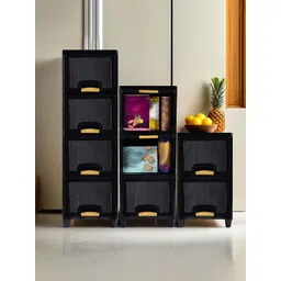 Aura Black 9 Pieces Folding Cabinet Storage Multi-Utility Organisers-picture-31