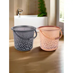 Aura Black & Brown 2 Pieces Geometric Printed Bucket - 18 L Each-picture-32