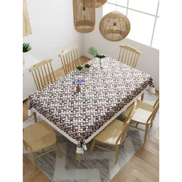 Aura Black & Brown Geometric Waterproof 6 Seater Table Cover-picture-13
