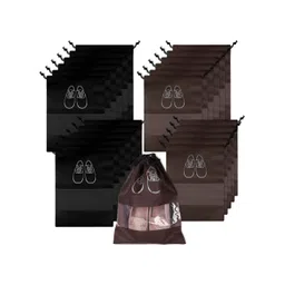 Aura Black & Coffee Brown 24 Pieces Water Resistant Shoes Organisers-picture-38