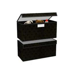 Aura Black & Gold Toned 2 Pieces Printed Storage Box With Transparent Lid-picture-23