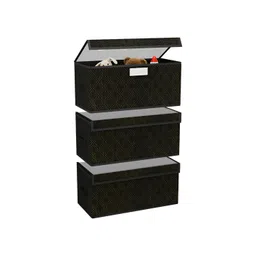 Aura Black & Gold Toned 3 Piece Printed Storage Box With Lid-picture-32