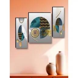 Aura Black & Gold-Toned 3 Pieces Abstract Wooden Wall Art-picture-48