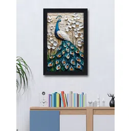 Aura Black & Green Peacock Floral Wall Art-picture-29