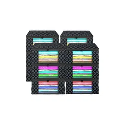 Aura Black And Grey 12 Pieces Checked Foldable Saree Covers-image-20