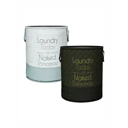 Aura Black & Grey 2 Pieces Printed Round Foldable Laundry Bags-picture-16