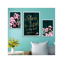 Aura Black & Pink 3 Piece Wood Birds and Animals Wall Paintings-image-31