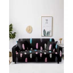 Aura Black & Pink Printed 3-Seater Non-Slip Sofa Cover-picture-13