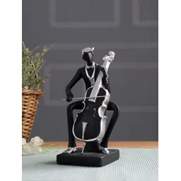 Aura Black & Silver Toned Musician Playing Violin Showpiece-picture-31