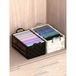 Aura Black and White 2 Pieces Printed Foldable Multi-Utility Organisers-image-9