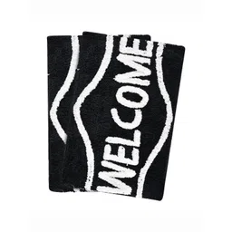 Aura Black & White 2 Pieces Self-Designed Welcome Durable Anti Skid Doormats-picture-35