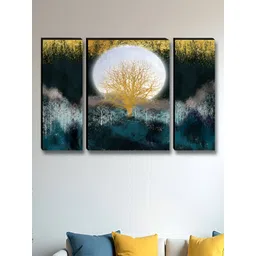 Aura Black & White 3 Pieces Wood Tree And Moon Wall Paintings-image-47
